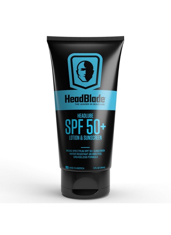 Headlube Spf 50 Men'S Lotion And Sunscreen - No Greasiness, Sweat Resistant, Formulated For Face, Body & Scalps - Water Resistant For 80 Minutes, 5 Fl Oz
