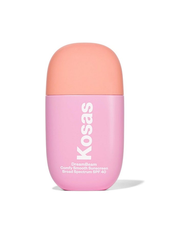 Dreambeam Mineral Sunscreen Spf 40 - Smooth Liquid Sun Protection For Face - Lightweight Makeup Base W/Hyaluronic Acid, Ceramides & Peptides - Subtle Radiant Finish, Original, 40 Ml