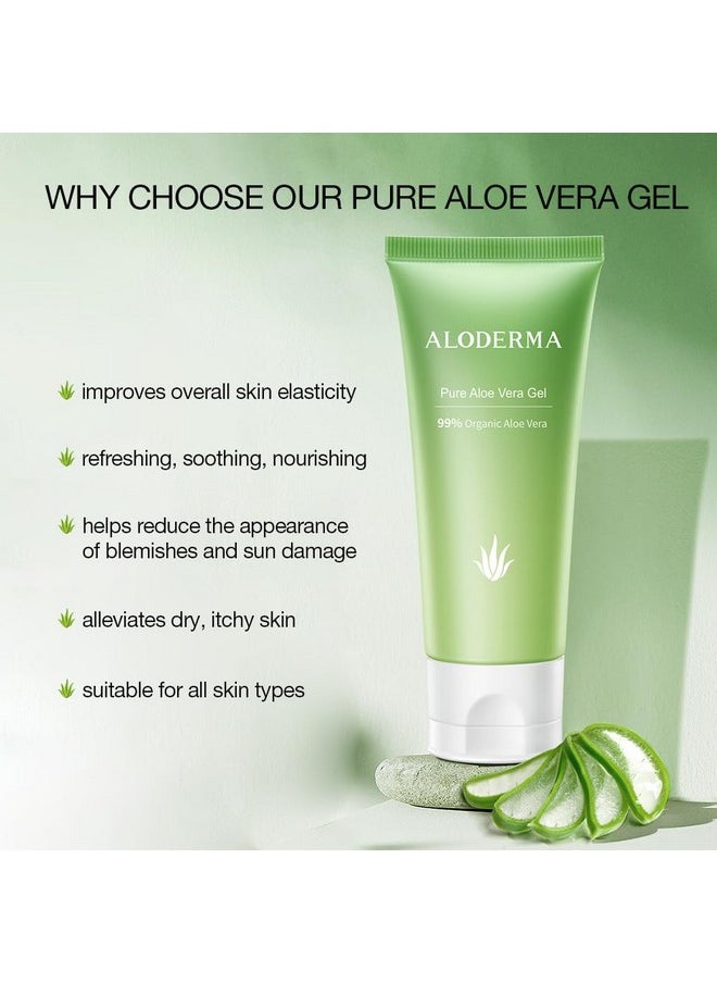 99% Organic Aloe Vera Gel Made Within 12 Hours Of Harvest, Refreshing Travel Size Aloe Vera Gel For Face & Body, Cooling, Soothing Instant Relief For Skin & Sunburn, Hydrating Aloe Gel, 1.5Oz