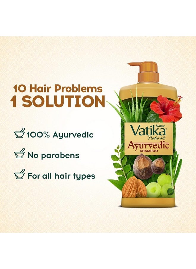 Vatika Ayurvedic Shampoo - 1L | Damage Therapy | With Power Of 10 Ingredients For Solving 10 Hair Problems| No Parabens | For All Hair Types