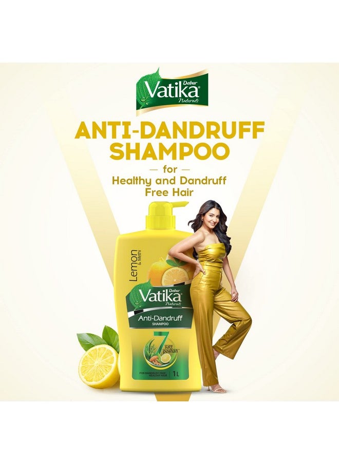 Vatika Lemon Anti-Dandruff Shampoo - 640Ml | Reduces Dandruff From 1St Wash | Moisturises Scalp | Provides Gentle Cleansing, Conditioning & Nourishment To Hair