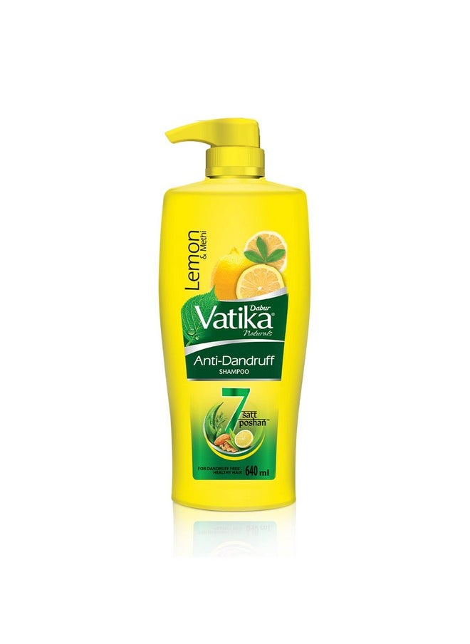 Vatika Lemon Anti-Dandruff Shampoo - 640Ml | Reduces Dandruff From 1St Wash | Moisturises Scalp | Provides Gentle Cleansing, Conditioning & Nourishment To Hair