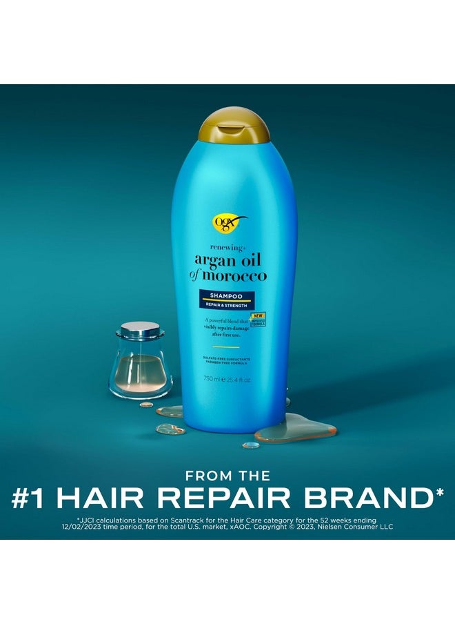 Renewing Argan Oil Of Morocco Shampoo - Strengthens And Repairs Dry, Damaged Hair - Paraben-Free, Sulfate-Free - 25.4 Fl. Oz