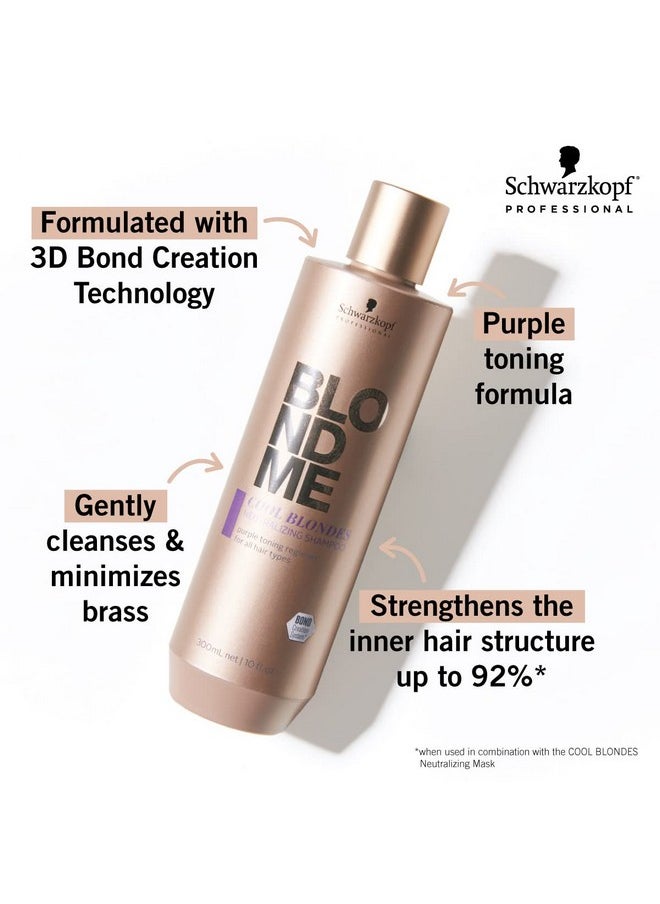 Blondme Cool Blondes Neutralizing Shampoo - Moisturizing Hair Cleanser With Purple Toning Pigments - Neutralizes Yellow Tones And Brassiness In All Blonde Hair Types, 300Ml