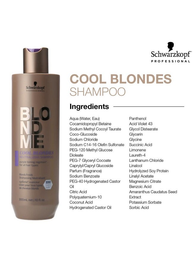 Blondme Cool Blondes Neutralizing Shampoo - Moisturizing Hair Cleanser With Purple Toning Pigments - Neutralizes Yellow Tones And Brassiness In All Blonde Hair Types, 300Ml