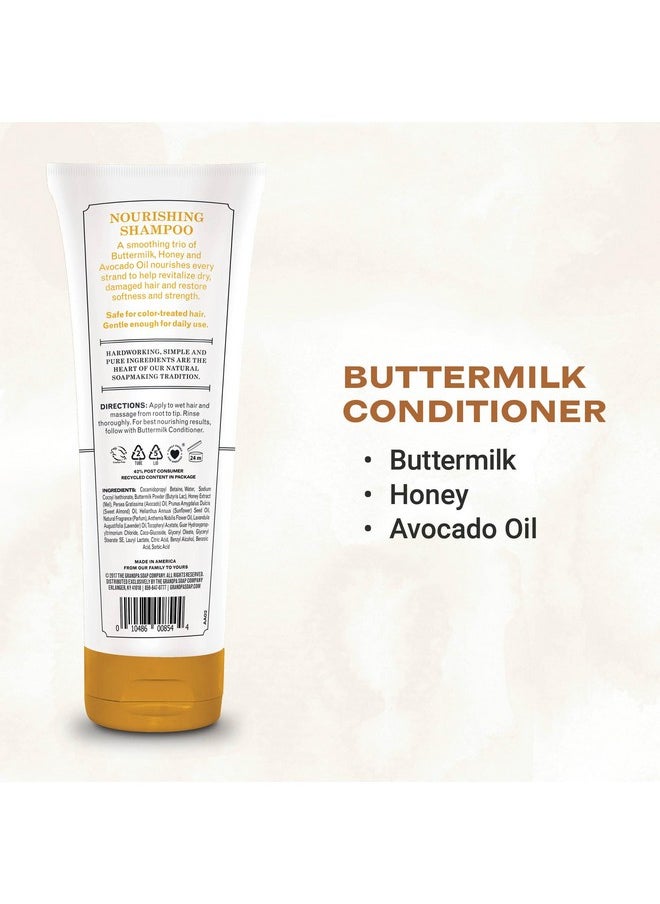 Buttermilk Shampoo - Nourishing Formula To Help Revitalize Dry And Damaged Hair, With Honey & Avocado Oil, Vegan, Sulfates And Parabens Free, 8 Fl Oz
