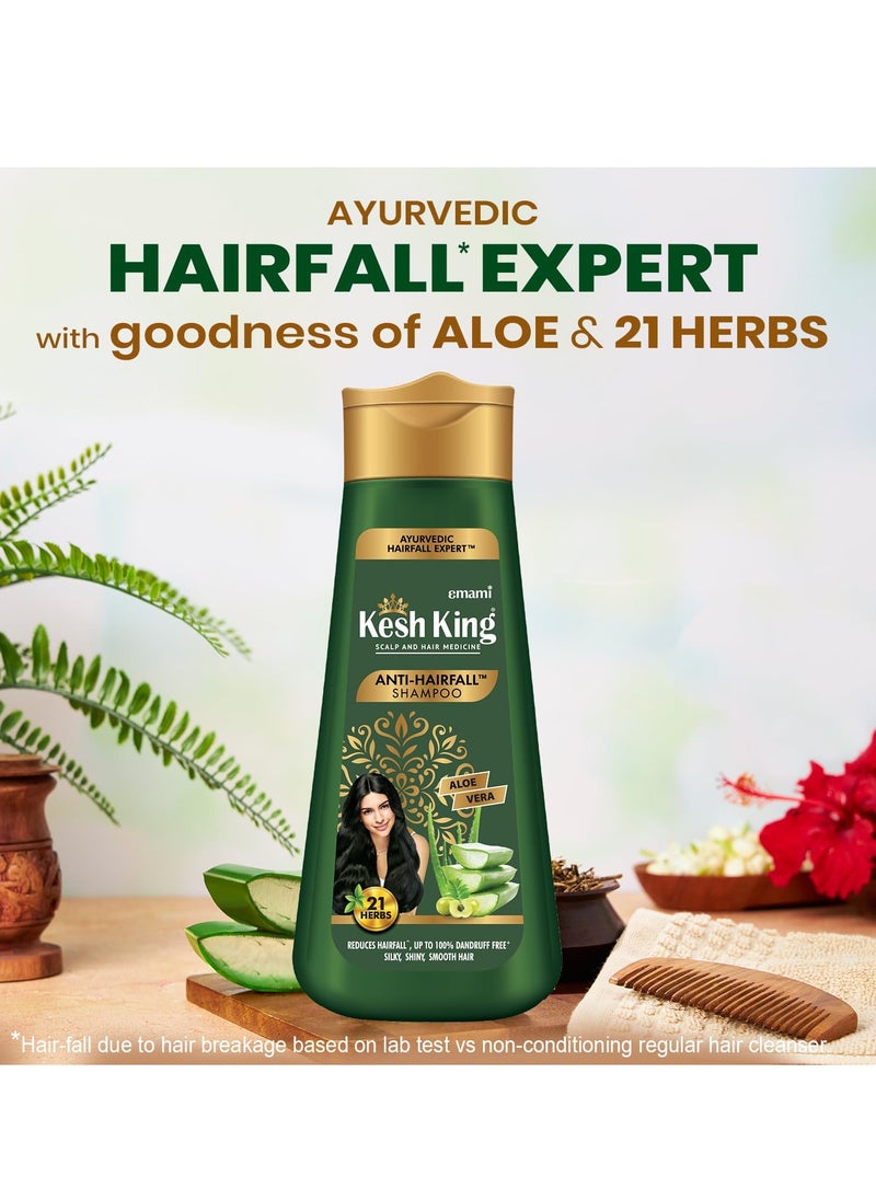 Kesh King Ayurvedic Anti Hairfall Shampoo Reduces Hairfall 21 Natural Ingredients With The Goodness Of Aloe Vera, Bhringraja And Amla For Silky, Shiney, Smooth Hair, 340Ml