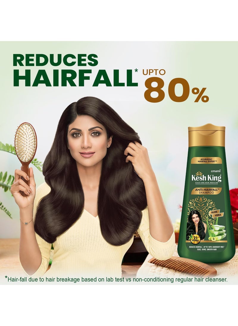 Kesh King Ayurvedic Anti Hairfall Shampoo Reduces Hairfall 21 Natural Ingredients With The Goodness Of Aloe Vera, Bhringraja And Amla For Silky, Shiney, Smooth Hair, 340Ml