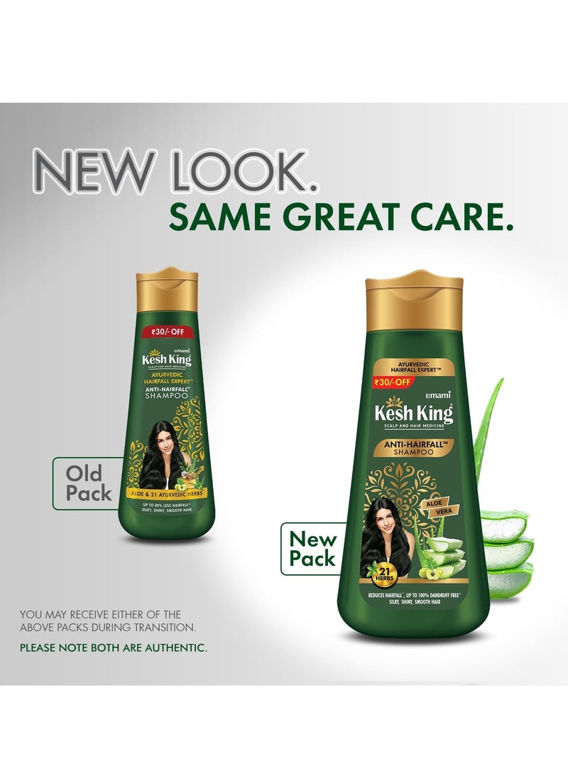 Kesh King Ayurvedic Anti Hairfall Shampoo Reduces Hairfall 21 Natural Ingredients With The Goodness Of Aloe Vera, Bhringraja And Amla For Silky, Shiney, Smooth Hair, 340Ml