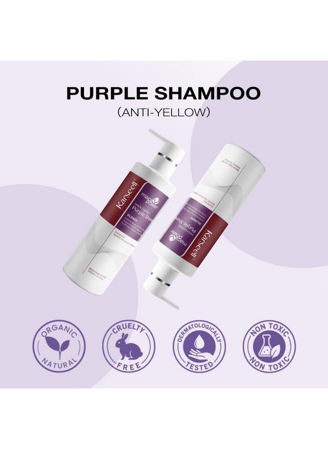 Maca Power Purple Shampoo Professional Neutralizes Brass & Yellow Tones For Blonde Silver Gray Highlighted Hair 16.90 Oz 500Ml