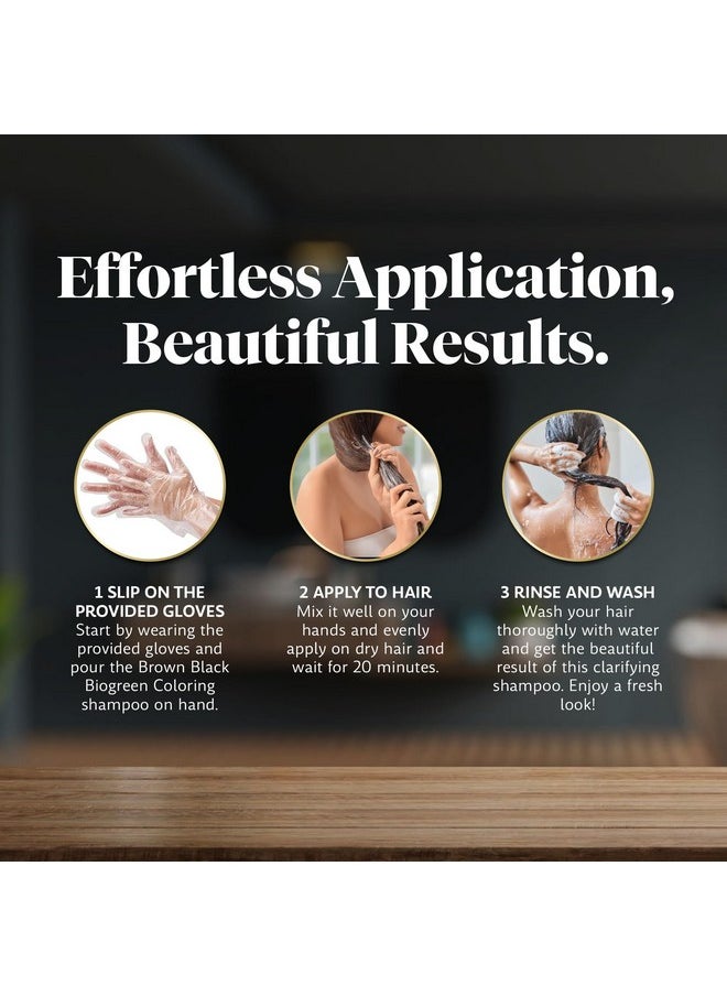 Ammonia-Free Herbal Hair Shampoo - Effectively Covers Gray Hair For Men And Women - Natural Color And Herbal Nourishment - No Stain On Skin - Brown Black (10 Sachets X 25 Ml)