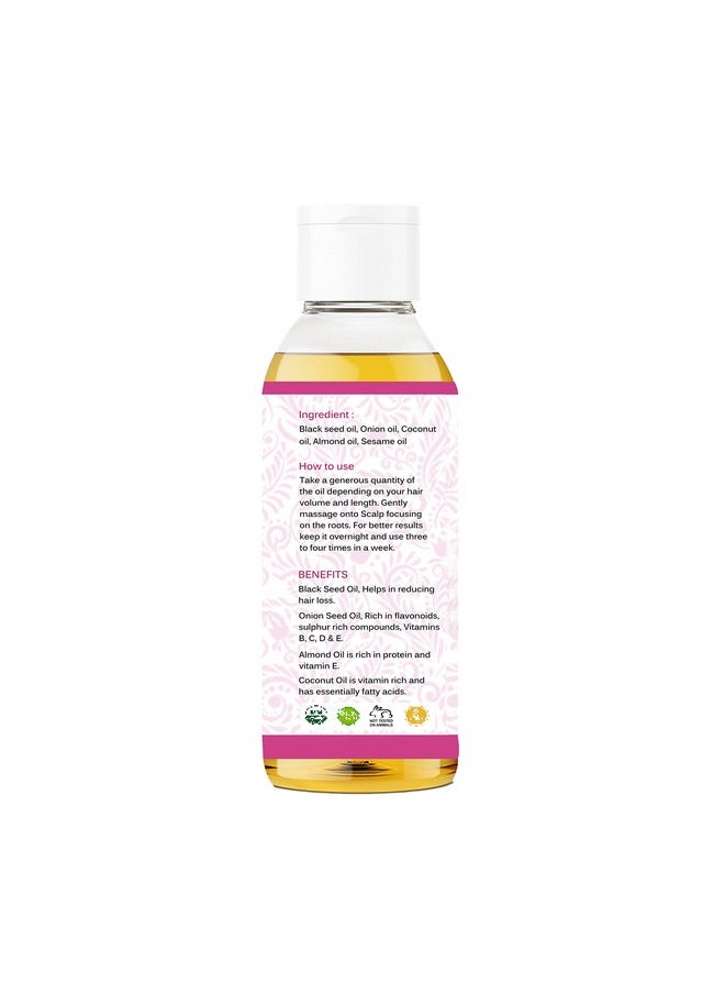 Hair Oil With Red Onion, Black Seed, Coconut, Almond, And Sesame - 100 Ml 3.38 Fl Oz - Natural Ingredients, Healthy Scalp, Shine, And Growth Support