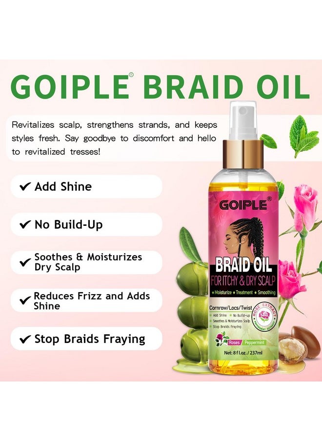 Braid Oil For Soothes Moisturizes Dry & Itchy Scalp- Braid Care Oil For Dandruff And Thinning Edges- Braid Hair Oil For Locs & Twists Enhances Shine And Reduces Frizz- Scalp Oil Refreshes Dry 8 Fl Oz