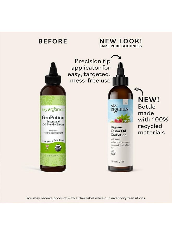 Organic Gropotion For Hair Usda Certified Organic To Strengthen, Lengthen & Condition, 6 Fl. Oz With Ebook