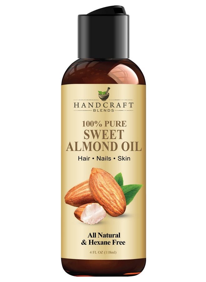 Sweet Almond Oil - 4 Fl Oz - 100% Pure And Natural - Premium Grade Oil For Skin And Hair - Carrier Oil - Hair And Body Oil - Massage Oil - Cold-Pressed And Hexane-Free