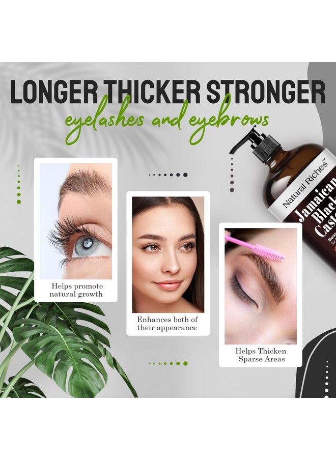 Jamaican Black Castor Oil Glass Bottle Pure Organic Cold Pressed For Hair Growth Skin Care For Dry Skin Conditioning Eyebrows Eyelashes Scalp And Nail Moisturizes & Repairs 16Fl.Oz.