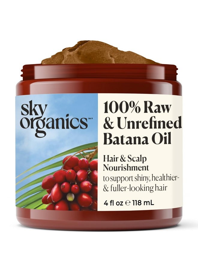 Raw & Unrefined Batana Oil, 100% Pure, From Honduras, To Support Scalp & Stronger Fuller-Looking Hair, Intensive Hair Conditioning & Hair Repair Mask, 4 Fl Oz