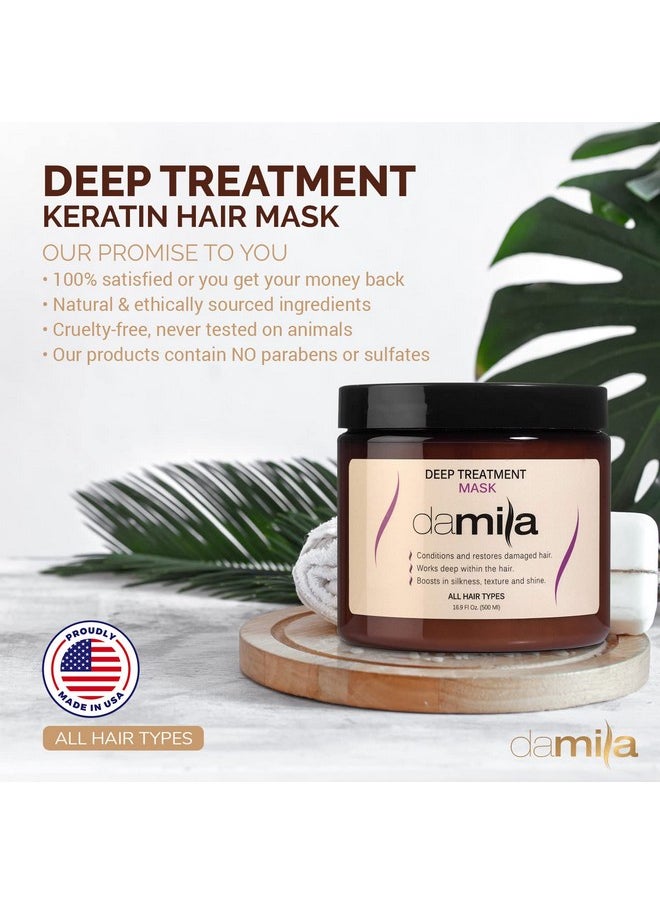 Keratin Hair Mask - Deep Conditioning For Dry, Damaged, Curly, Frizzy Hair - Repairs Split Ends, Restores Silkiness And Shine - 16.9 Fl. Oz