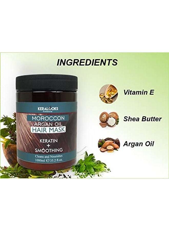 Moroccon Argan Hair Mask For Smoothing Plus Keratin For All Types Hair (1000Ml),1 Count