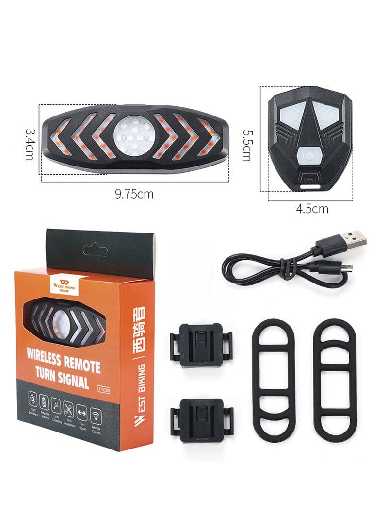 Bicycle tail light with remote control, bicycle light group, USB rechargeable bicycle tail light, turn signal, waterproof 5 modes, night riding warning light, red light, road mountain biking equipment, suitable for riding, 9.75*3.4cm