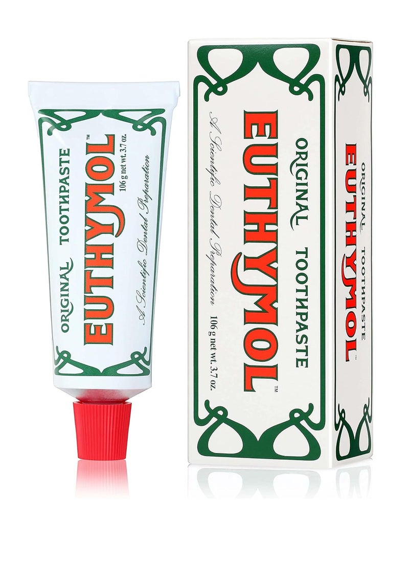 Euthymol Natural Flouride-Free Formula/Strong Mint Flavor for Fresh Breath, 3.7 oz | Classic Pink Toothpaste for Fresh Breath, Plaque & Tartar Remover | Travel Size Aluminum Recyclable Tube