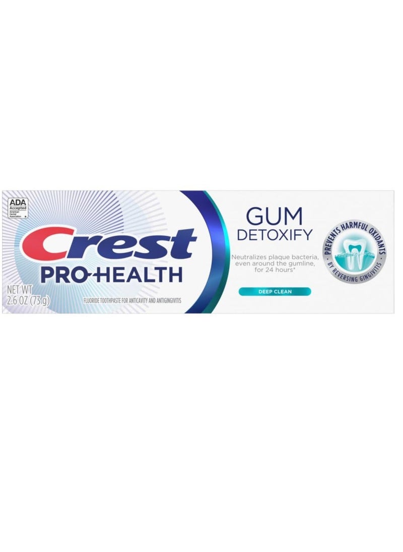 Crest Pro-Health Gum Detoxify Deep Clean Toothpaste 2.6 oz - Anticavity, Antibacterial Flouride Toothpaste, Clinically Proven, Gum and Enamel Protection, Plaque Control