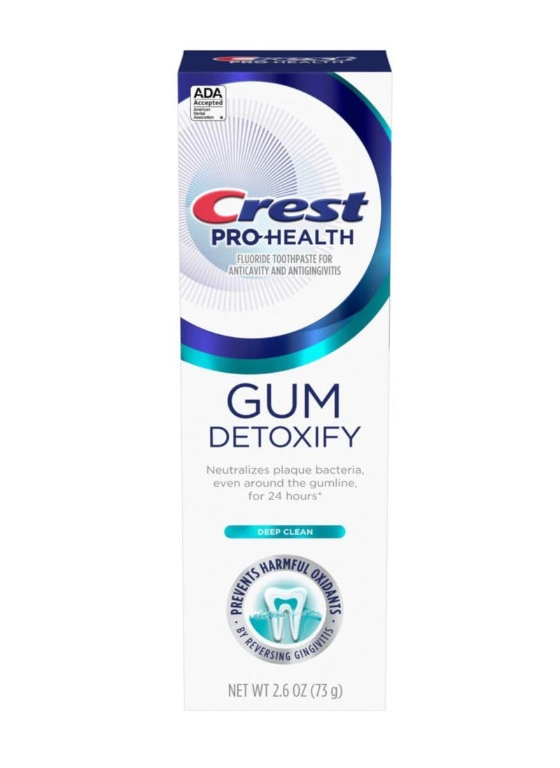 Crest Pro-Health Gum Detoxify Deep Clean Toothpaste 2.6 oz - Anticavity, Antibacterial Flouride Toothpaste, Clinically Proven, Gum and Enamel Protection, Plaque Control