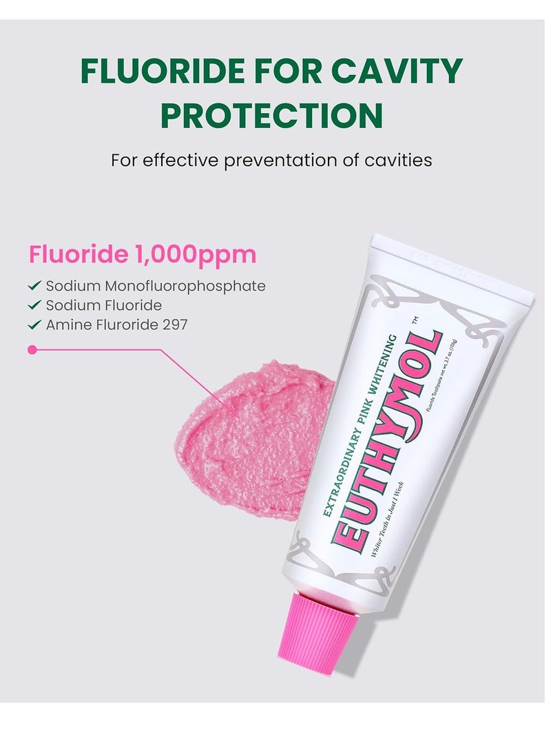 EUTHYMOL Whitening Toothpaste (3.7fl oz) - Stain Removal in 2 Weeks, Long-Lasting Freshness for Sensitive Gum & Teeth. Bad Breath, Cavity Prevention. Recyclable Aluminum Tube