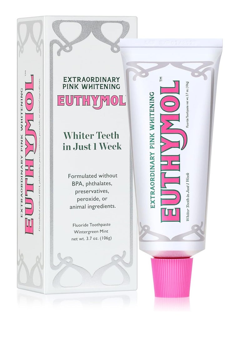 EUTHYMOL Whitening Toothpaste (3.7fl oz) - Stain Removal in 2 Weeks, Long-Lasting Freshness for Sensitive Gum & Teeth. Bad Breath, Cavity Prevention. Recyclable Aluminum Tube