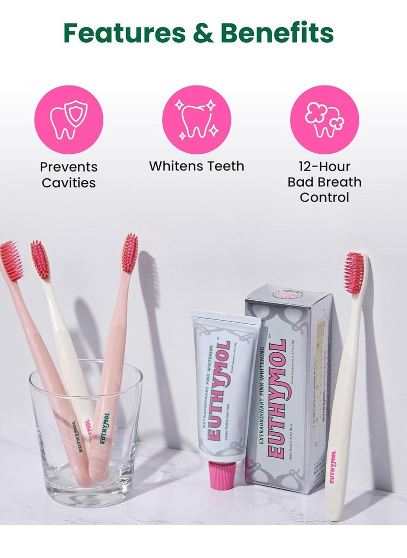 EUTHYMOL Whitening Toothpaste (3.7fl oz) - Stain Removal in 2 Weeks, Long-Lasting Freshness for Sensitive Gum & Teeth. Bad Breath, Cavity Prevention. Recyclable Aluminum Tube