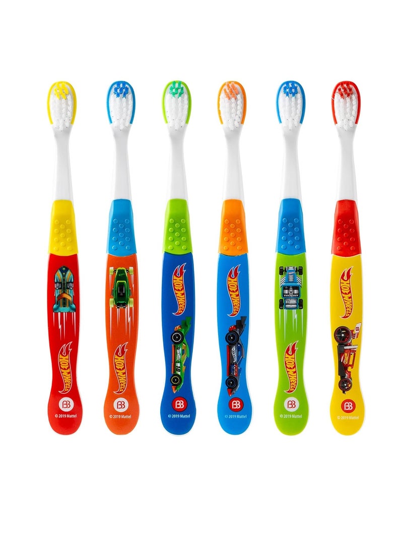 Brush Buddies 6-Pack Hot Wheels Toothbrush for Kids, Kids Battery Powered Toothbrushes, Toothbrush Pack, Soft Bristle Toothbrushes for Kids, Toddler Toothbrush Ages 2-4, Multicolor