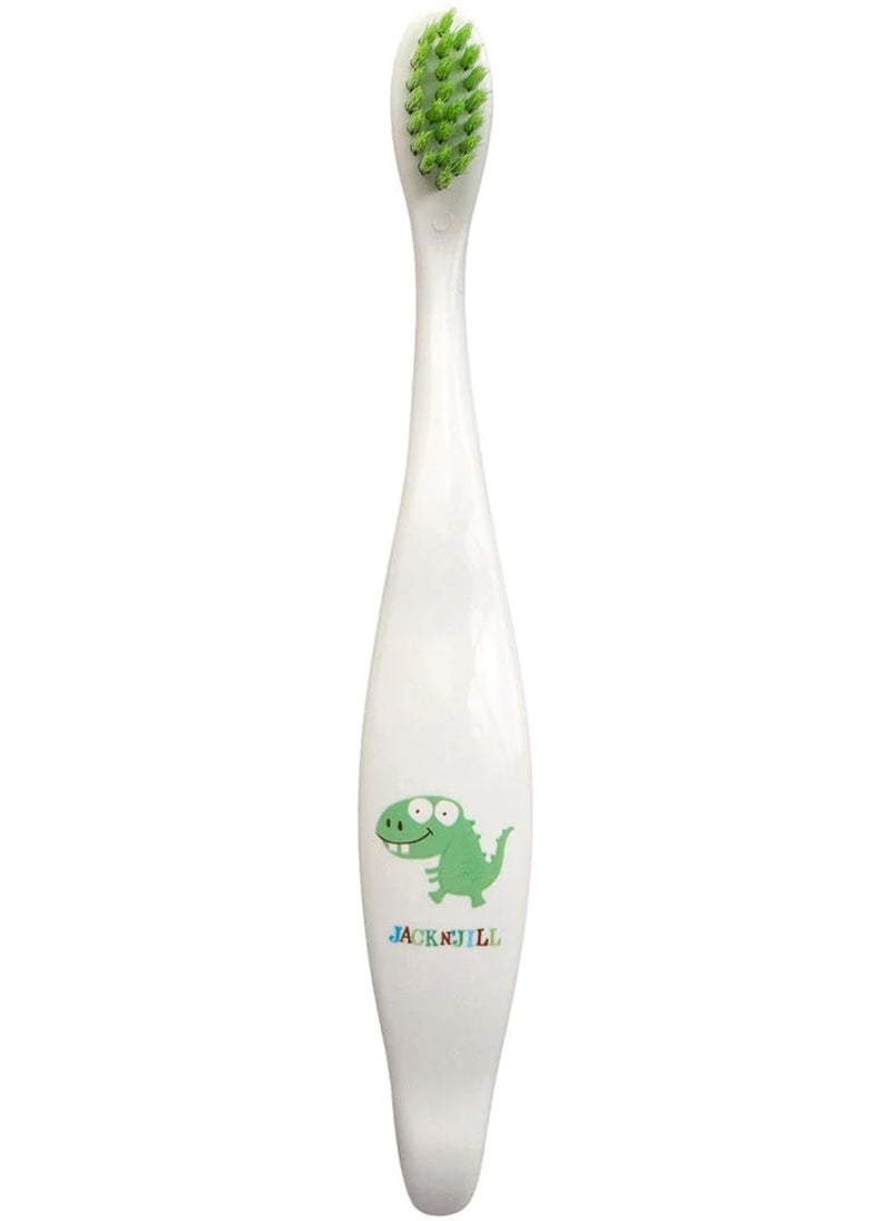 Jack N' Jill Kids Toothbrush - Extra Soft Bristle Toothbrush for Kids, Handle & Packaging Made from Plants (Corn), Ergonomic Handle for Little Hands - Dino Baby, Toddler, & Kids Toothbrush (1 Pack)