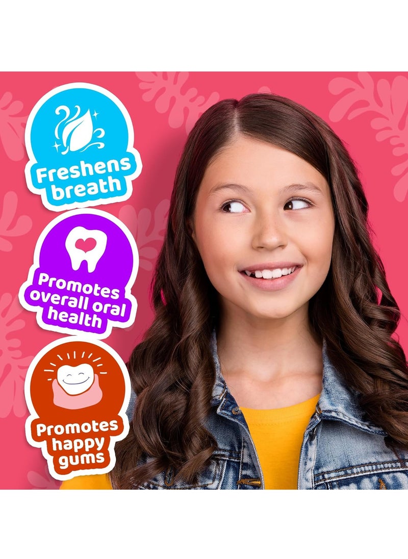 GuruNanda Kids Oil Pulling, Alcohol-Free Mouthwash, Essential Oils & Vitamins for Fresh Breath & Happy Gums for Ages 6 & up, Natural Berry Lemon Rose, 8 Oz