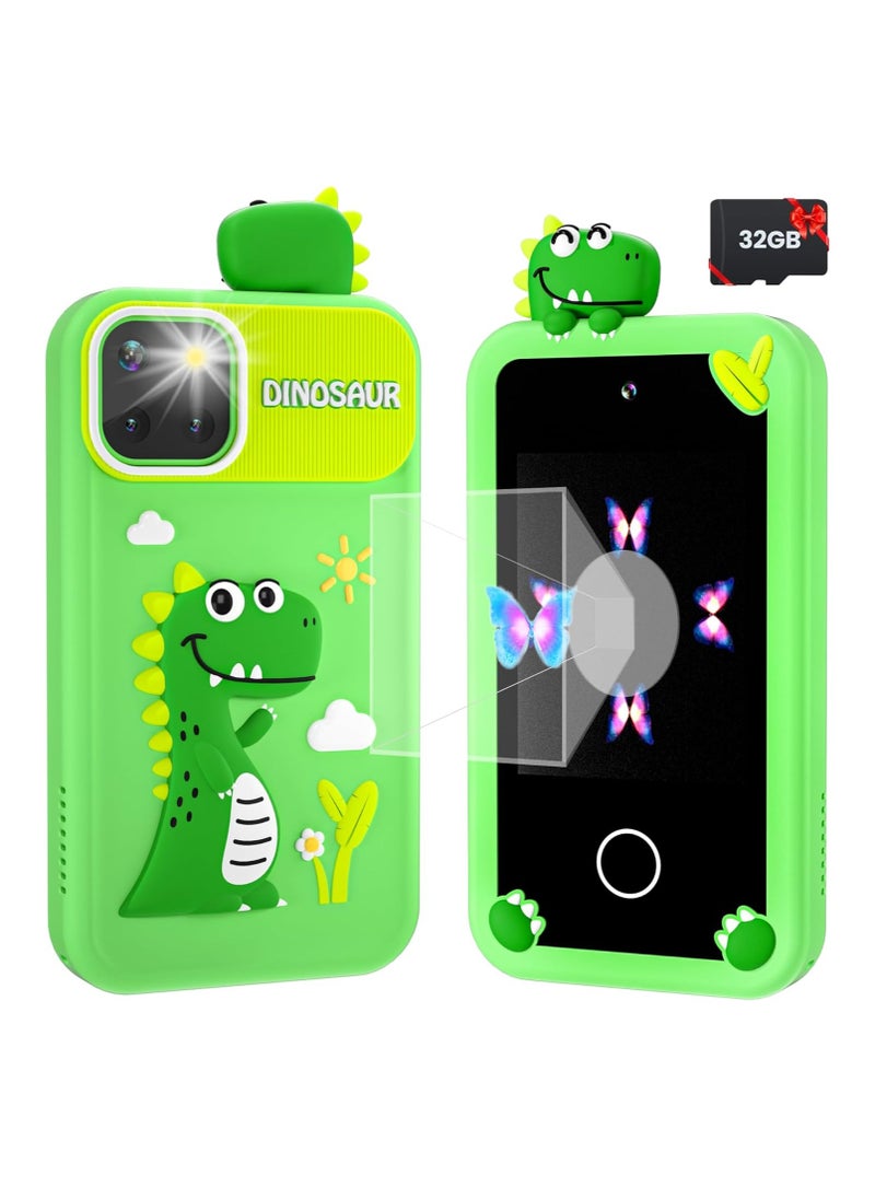 Kids Smart Phone for Boys with 32G Card & Holographic Pyramid,  for Age 3-10 Kids Toys Cell Phone, 2.8