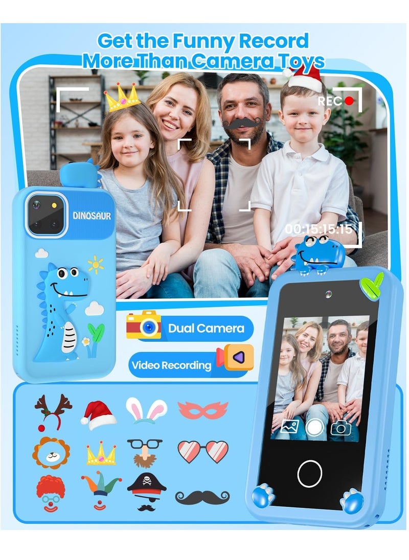 Kids Smart Phone for Boys with 32G Card & Holographic Pyramid,  for Age 3-10 Kids Toys Cell Phone, 2.8