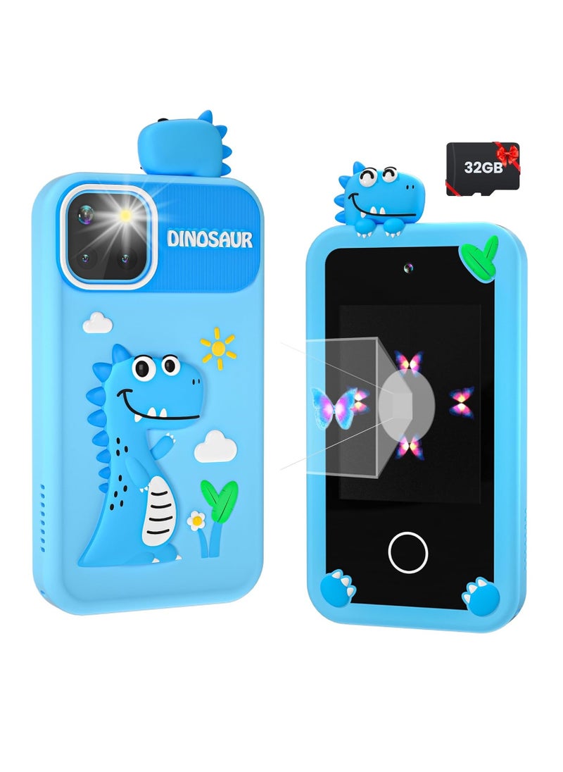 Kids Smart Phone for Boys with 32G Card & Holographic Pyramid,  for Age 3-10 Kids Toys Cell Phone, 2.8