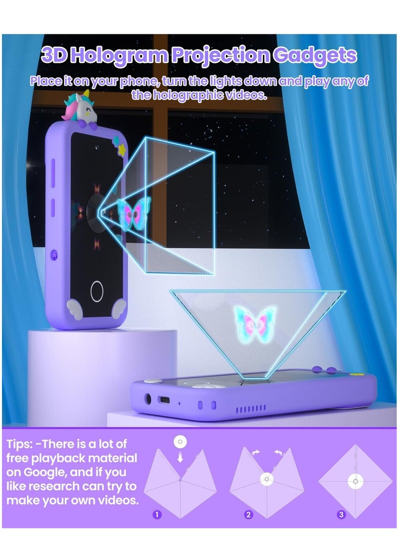 Kids Smart Phone for Boys with 32G Card & Holographic Pyramid,  for Age 3-10 Kids Toys Cell Phone, 2.8