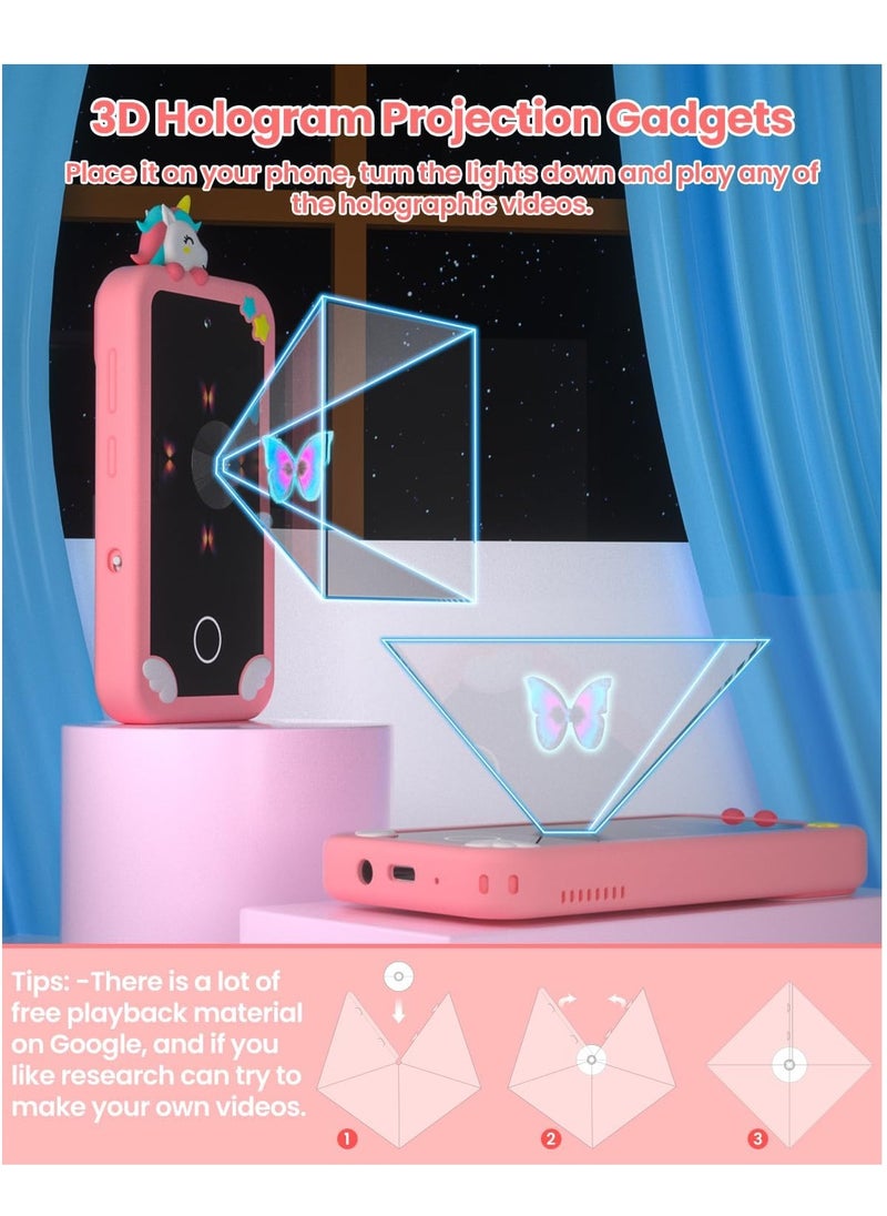 Kids Smart Phone for Boys with 32G Card & Holographic Pyramid,  for Age 3-10 Kids Toys Cell Phone, 2.8