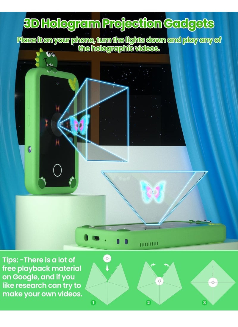 Kids Smart Phone for Boys with 32G Card & Holographic Pyramid,  for Age 3-10 Kids Toys Cell Phone, 2.8