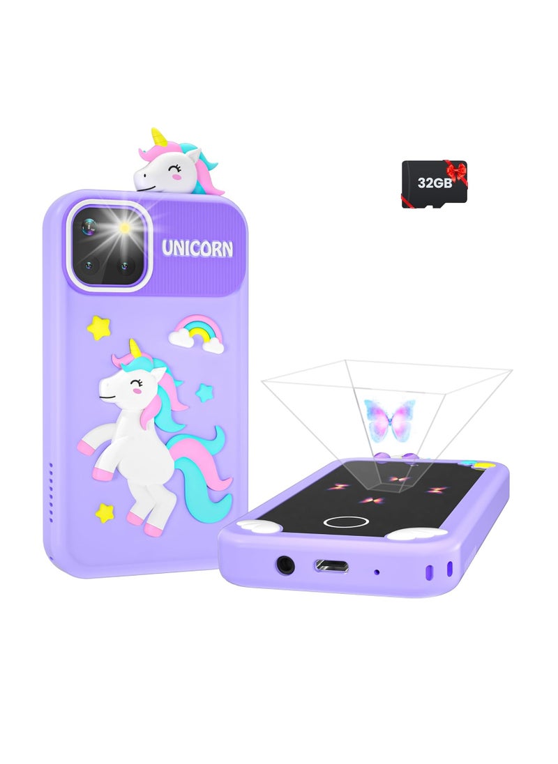 Kids Smart Phone for Boys with 32G Card & Holographic Pyramid,  for Age 3-10 Kids Toys Cell Phone, 2.8