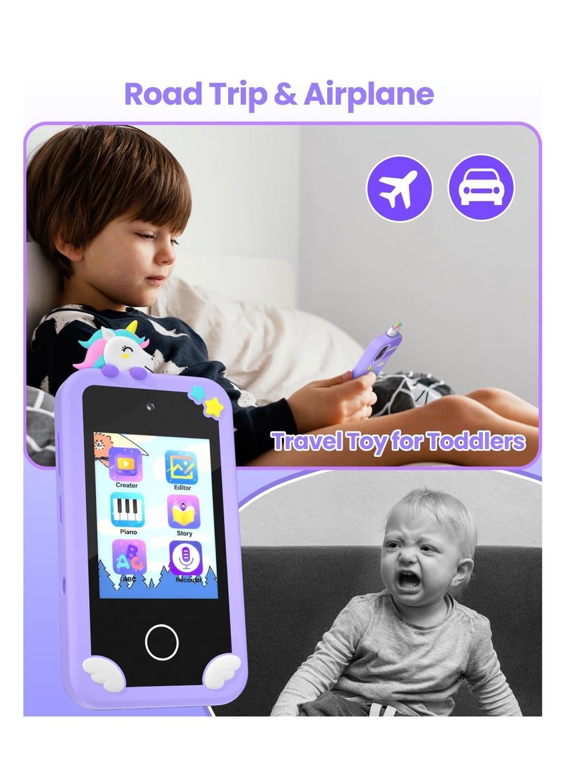 Kids Smart Phone for Boys with 32G Card & Holographic Pyramid,  for Age 3-10 Kids Toys Cell Phone, 2.8