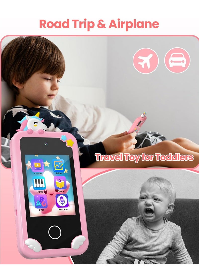 Kids Smart Phone for Boys with 32G Card & Holographic Pyramid,  for Age 3-10 Kids Toys Cell Phone, 2.8