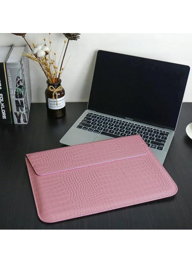 Laptop Sleeve, Crocodile Grain PU Leather Flap Style Case Bag, Compatible with MacBook Pro, 13 inch Notebook, for MacBook Air 13.6 inch 2022 M2 A2681 Air 13