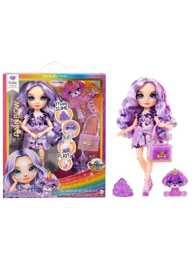 Rainbow High Violet Willow with Slime Kit & Pet Fashion Doll (28 cm)