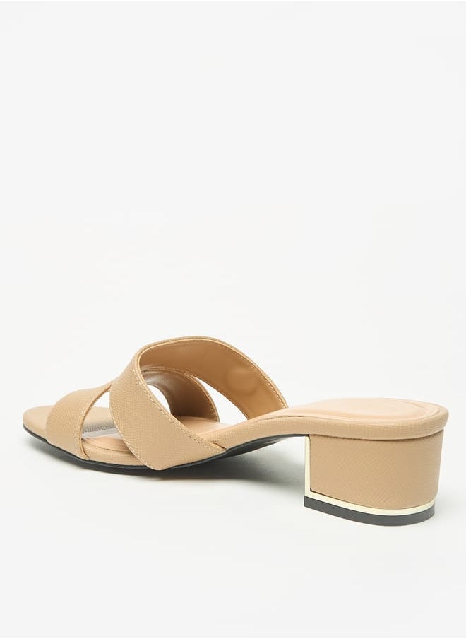 Womens Solid Slip-On Sandals with Block Heels