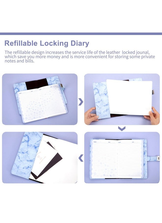 Diary With Lock For Girls And Women, A5 Journal With Lock For 8 10 11 12 14 16 Year Old Girls Gifts Presents, 192 Pages Waterproof Journal For Girls Ages 8-12 With Pen Marble Diary, Purple