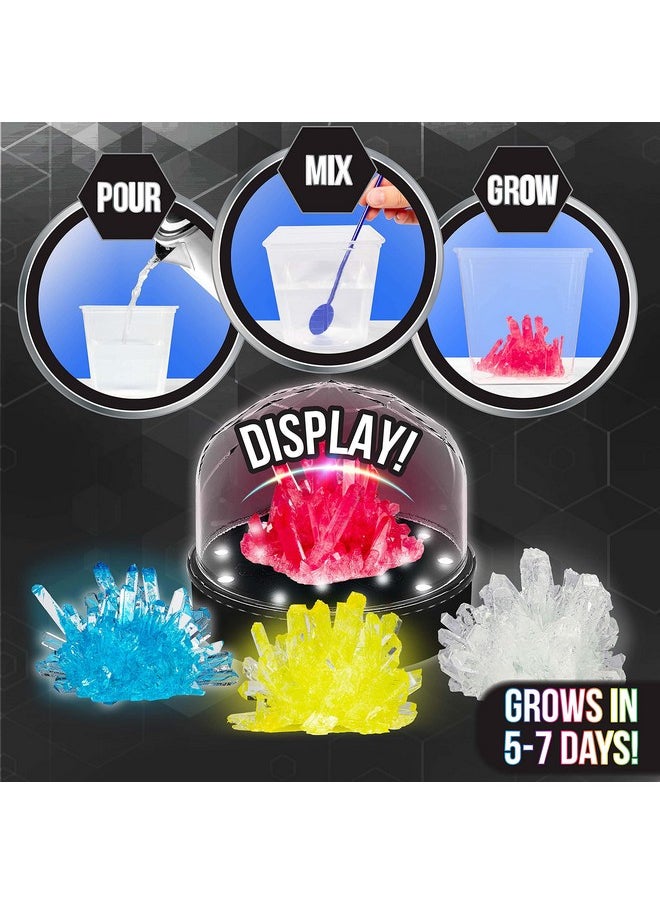 Light Up Crystal Growing Kit By Be Amazing Toys - Grow 4 Large Crystals With Light Up Display Dome - Diy Educational Science Toys - Cool Stem Gift For Boys & Girls 10+