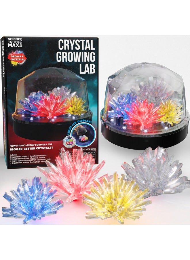 Light Up Crystal Growing Kit By Be Amazing Toys - Grow 4 Large Crystals With Light Up Display Dome - Diy Educational Science Toys - Cool Stem Gift For Boys & Girls 10+