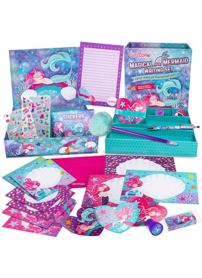 Mermaid Stationary Gift Set For Girls, 45 Piece Letter Writing Kit With Envelopes, Paper, Cards And More, Great Mermaid Gifts For Girls 9-12, Ideal Christmas Gift & Thanksgiving Gift