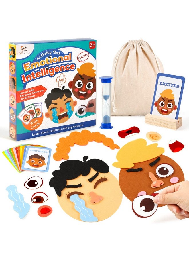 Social Emotional Learning Toy, Funny Faces Games With 28 Facial Expressions And 12 Emotional Flashcards, Preschool Learning Activities Toy To Express Emotions For Kids Age 3+